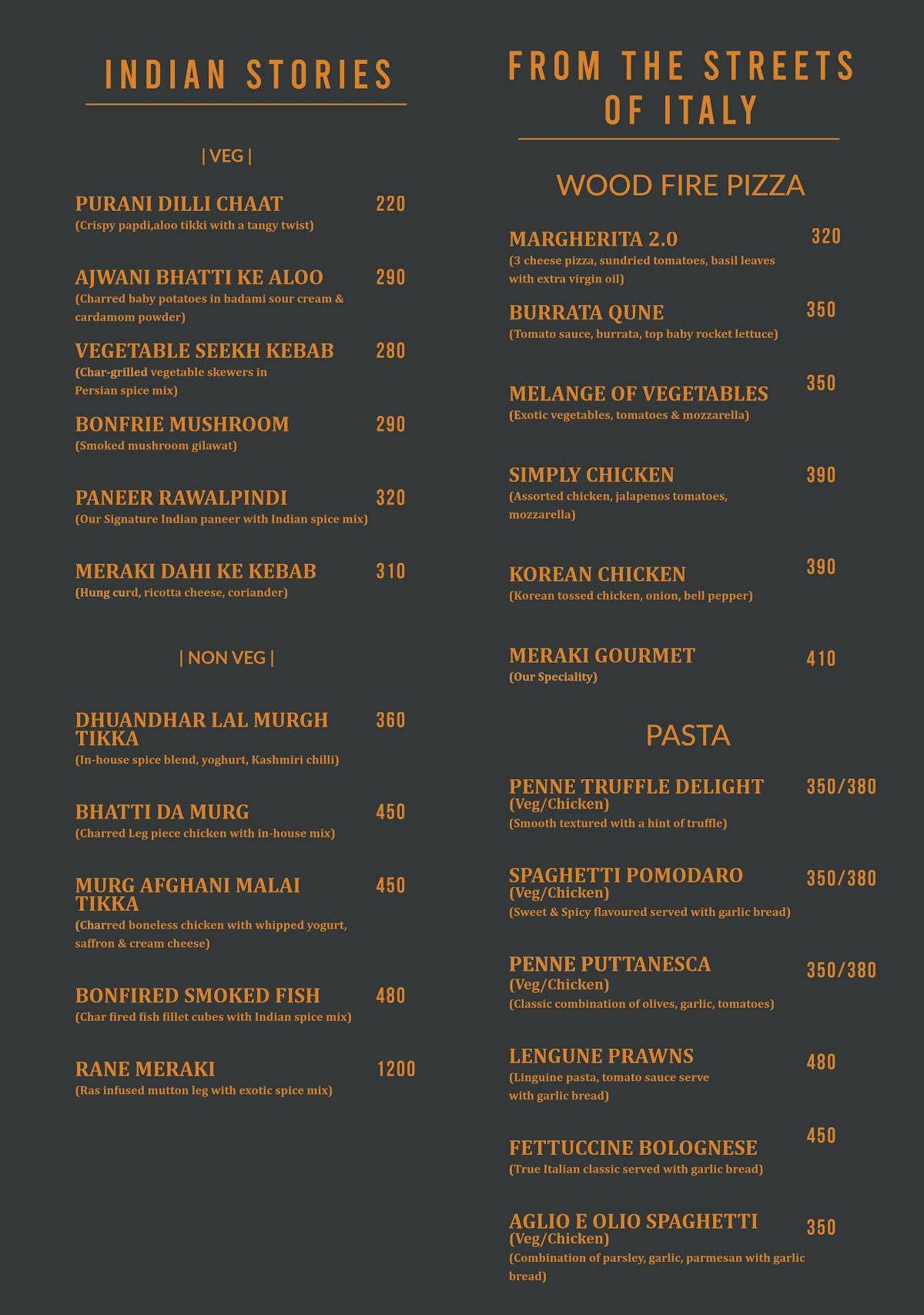 Meraki Culinary Bar & Kitchen - Best Restaurant in Jamshedpur. menu