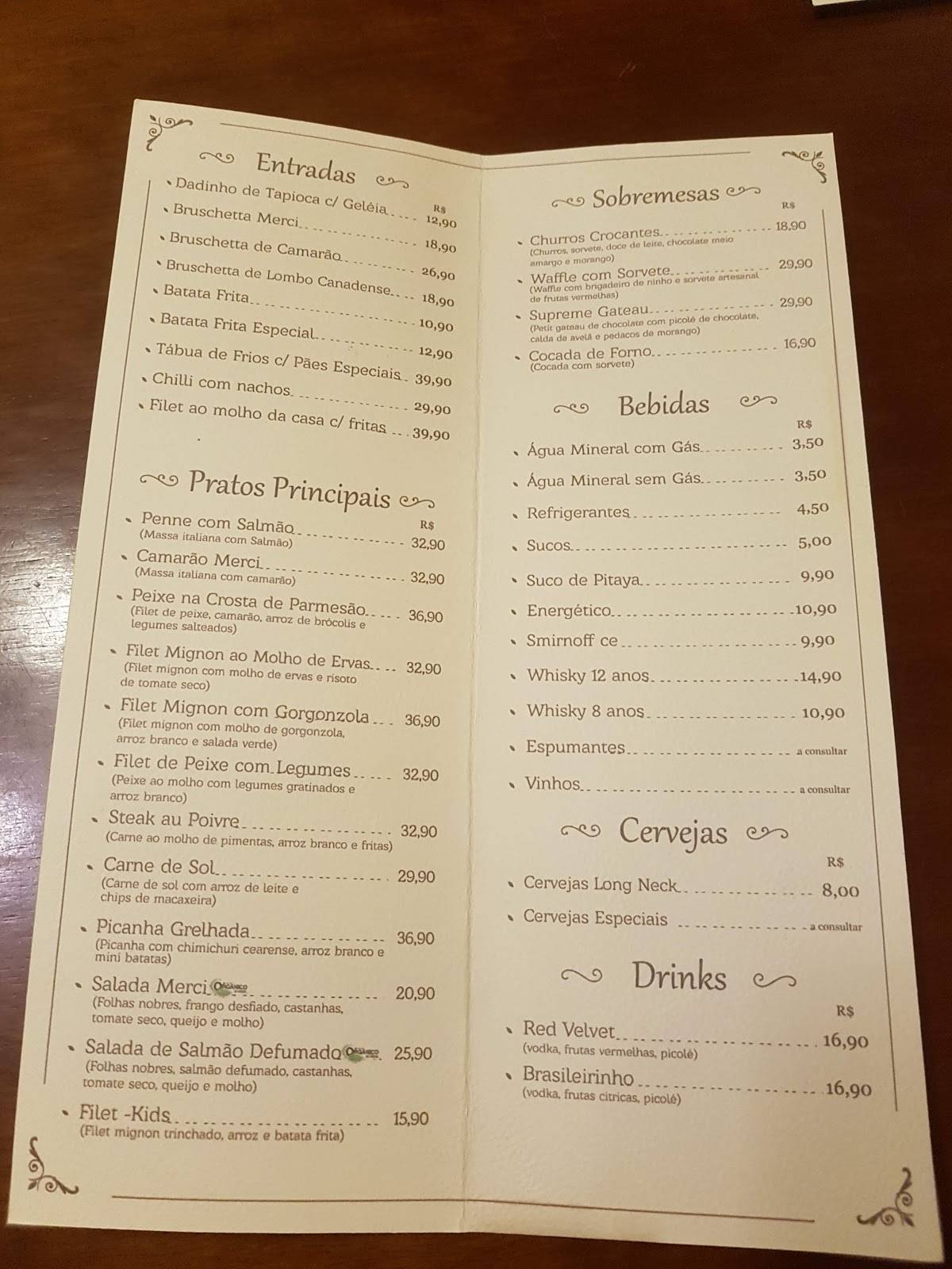 Merci Bistrot cardápio