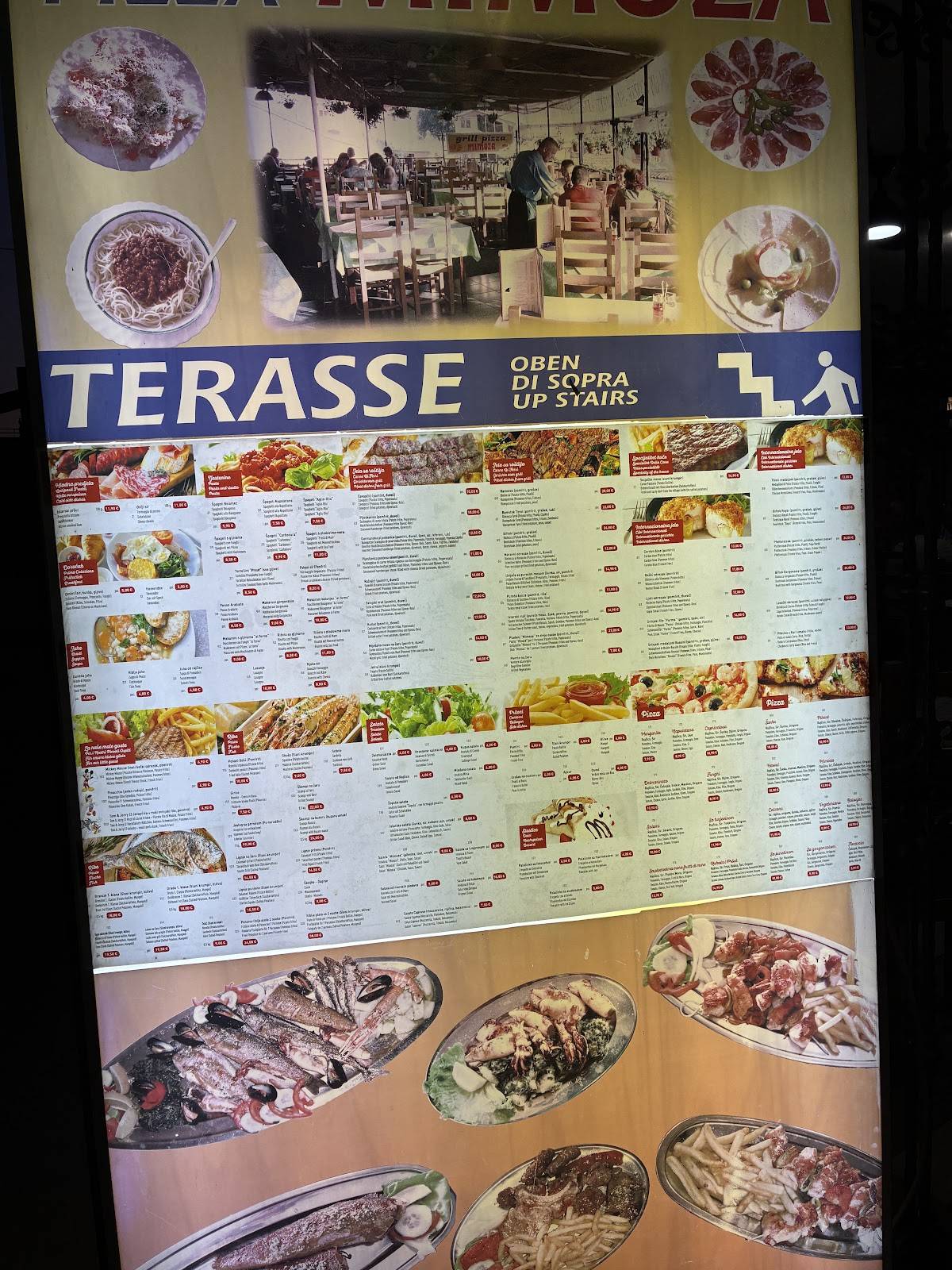 Menu di Restaurant Mimoza, Medulin 