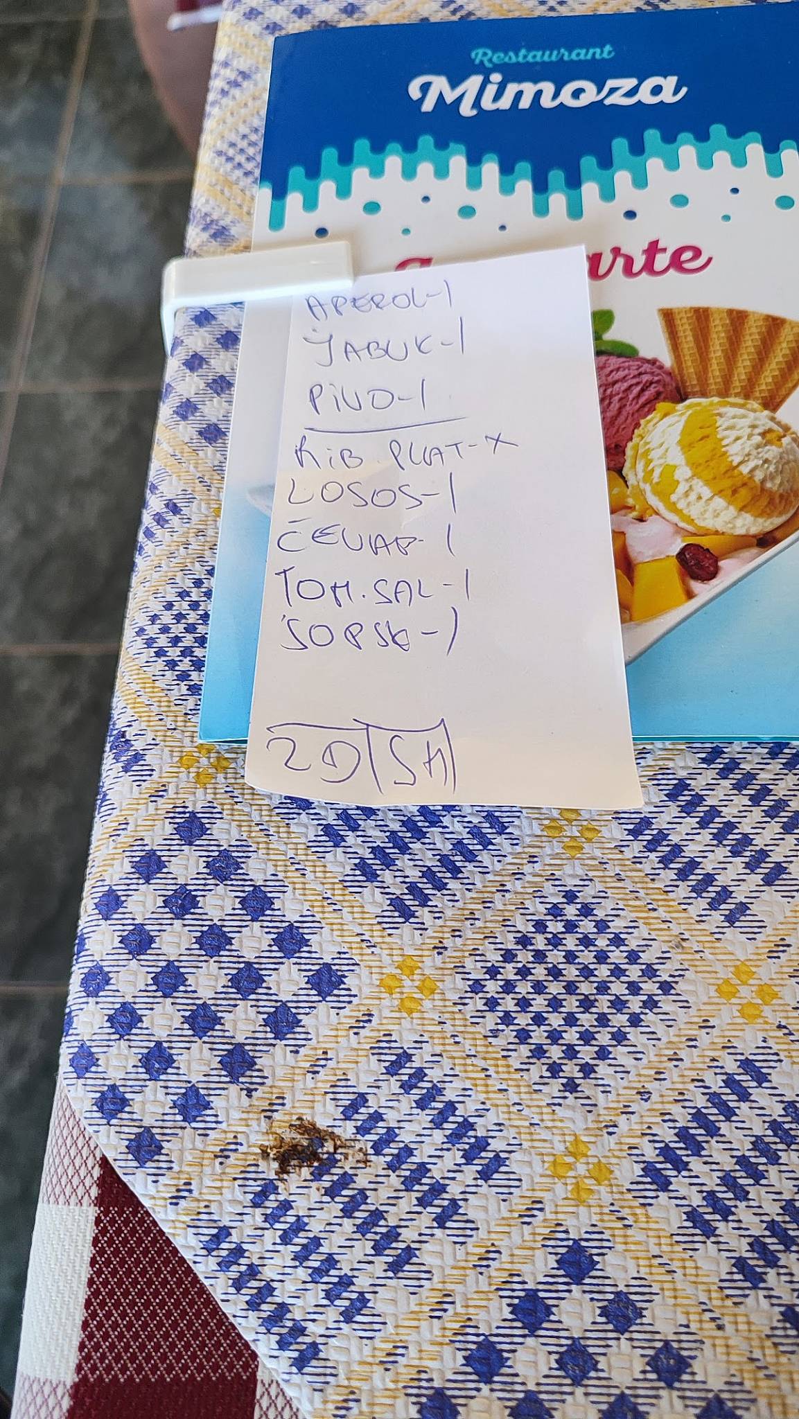 Menu di Restaurant Mimoza, Medulin 