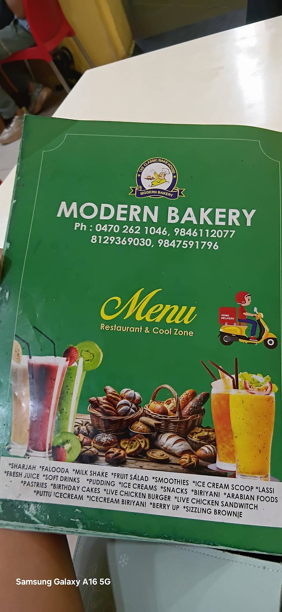 Modern Bakery menu