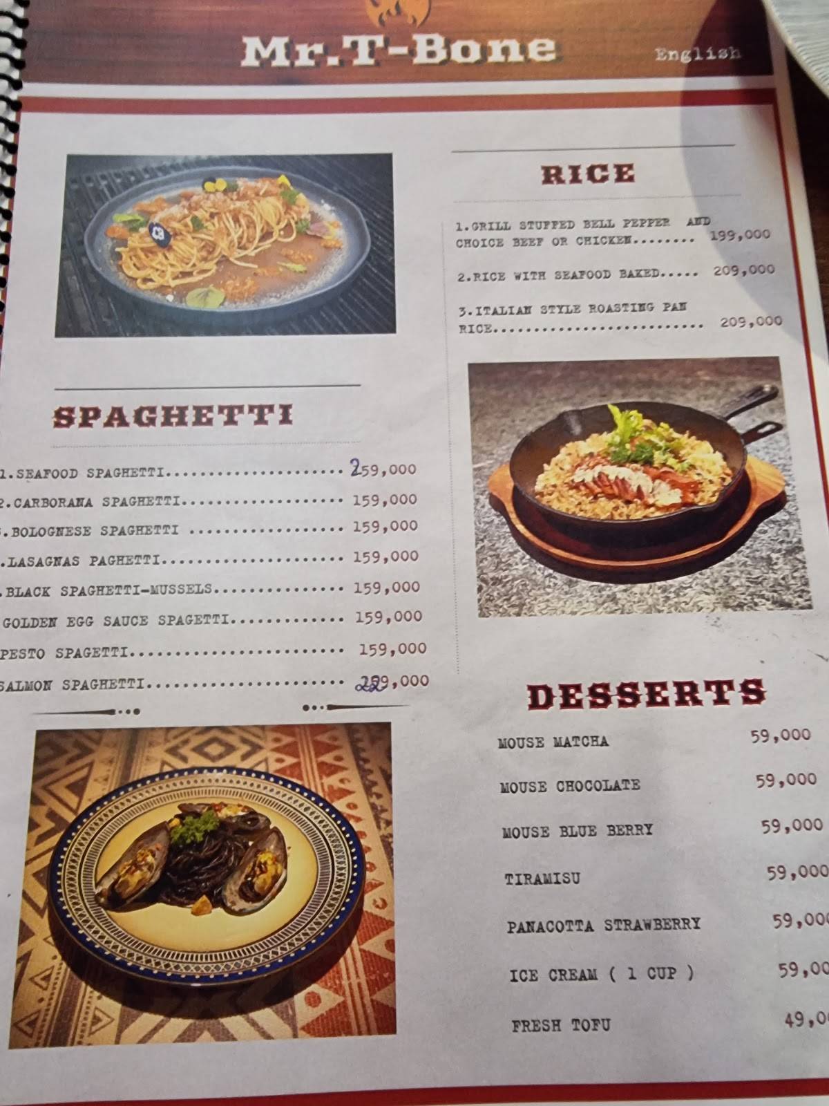Menu at Mr.TBone Steak&BBQ Saigon, Ho Chi Minh City