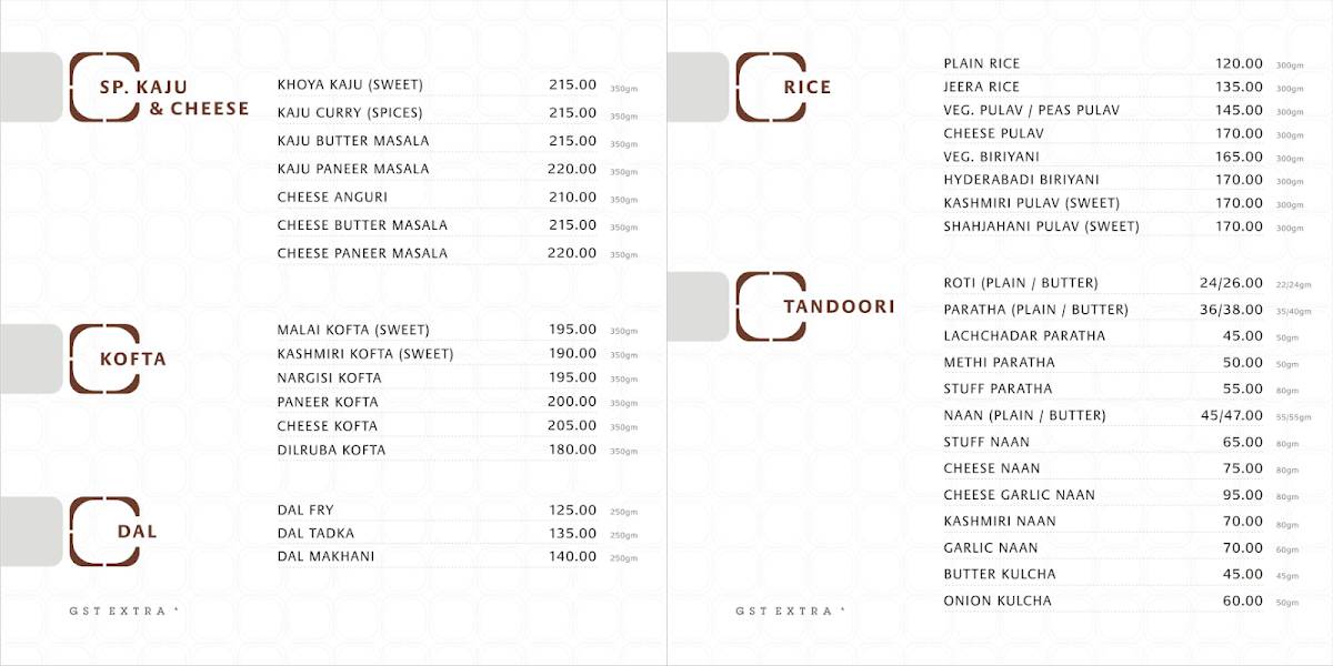 Myriad Restaurant & Banquets menu