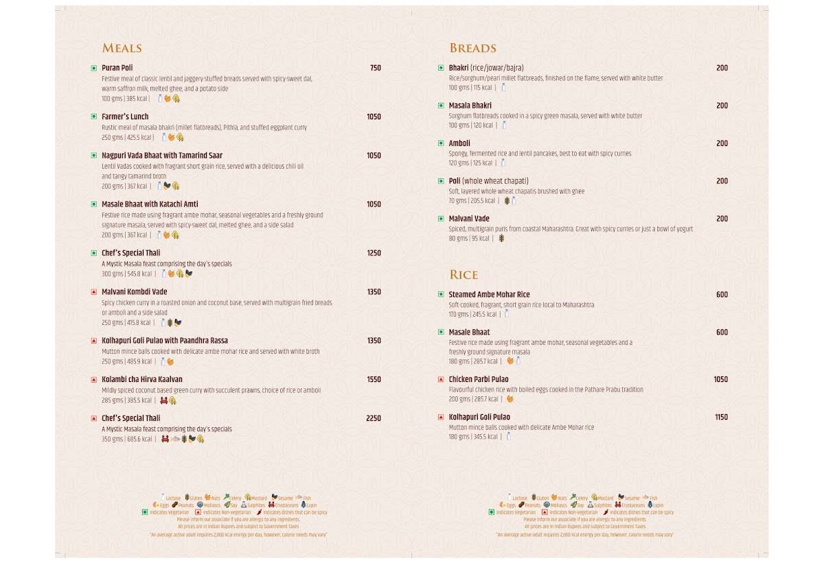 Mystic Masala Restaurant - Blue Diamond, Pune menu