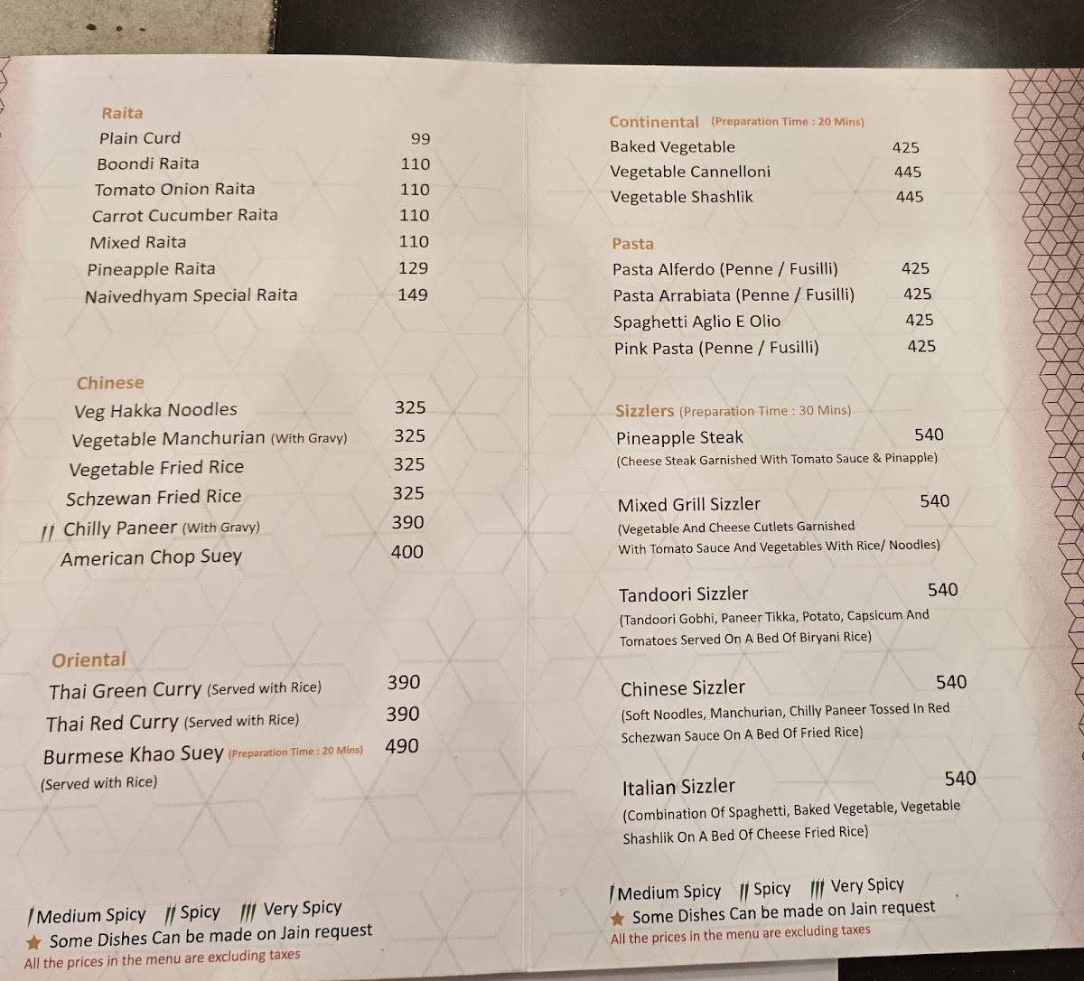 Naivedhyam Restaurant menu