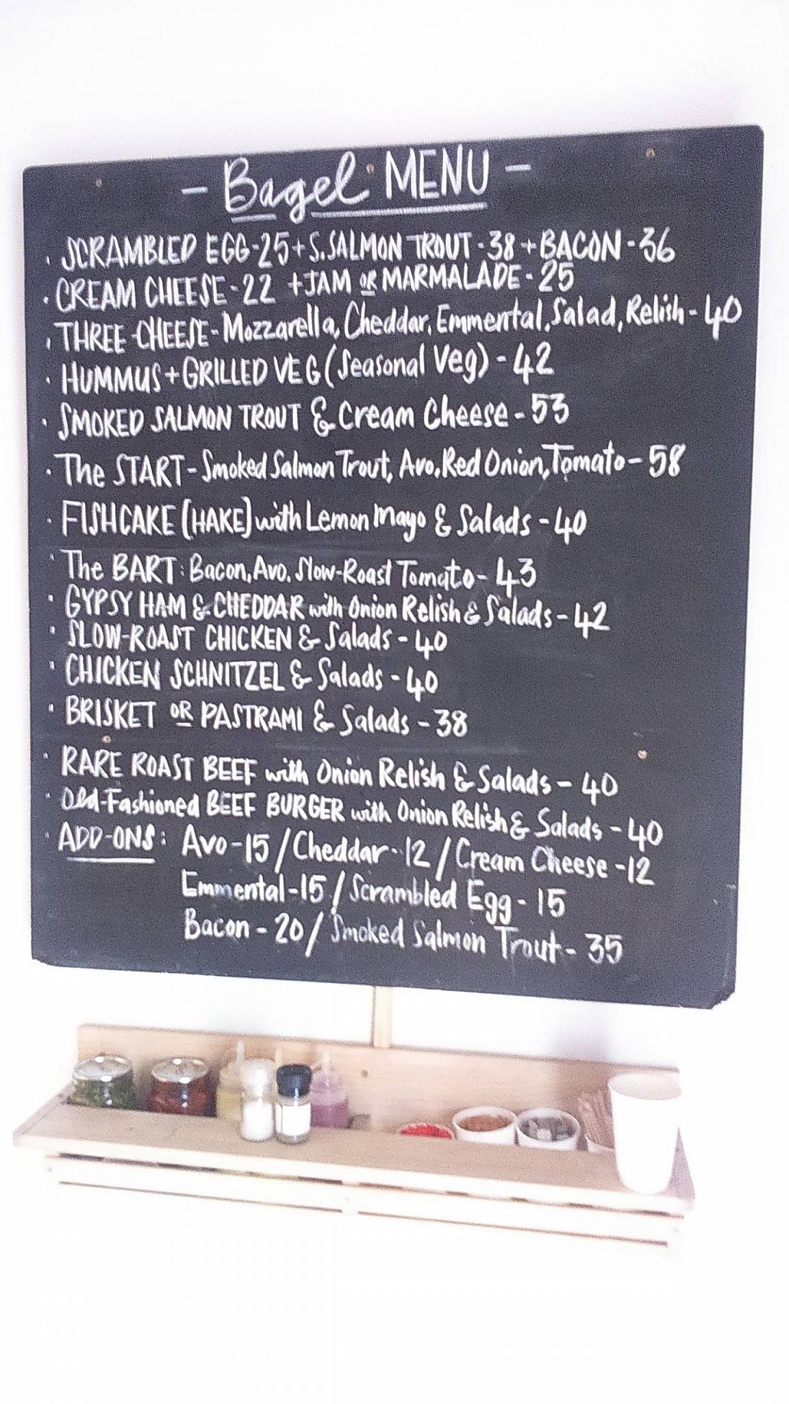 Menu at New York Bagels restaurant, Cape Town, 44 Harrington St
