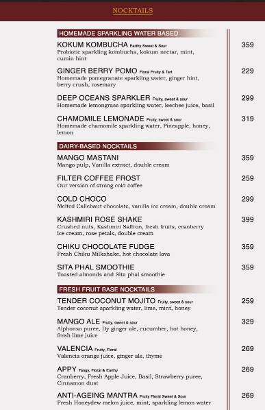 OCEAN'S 11 menu