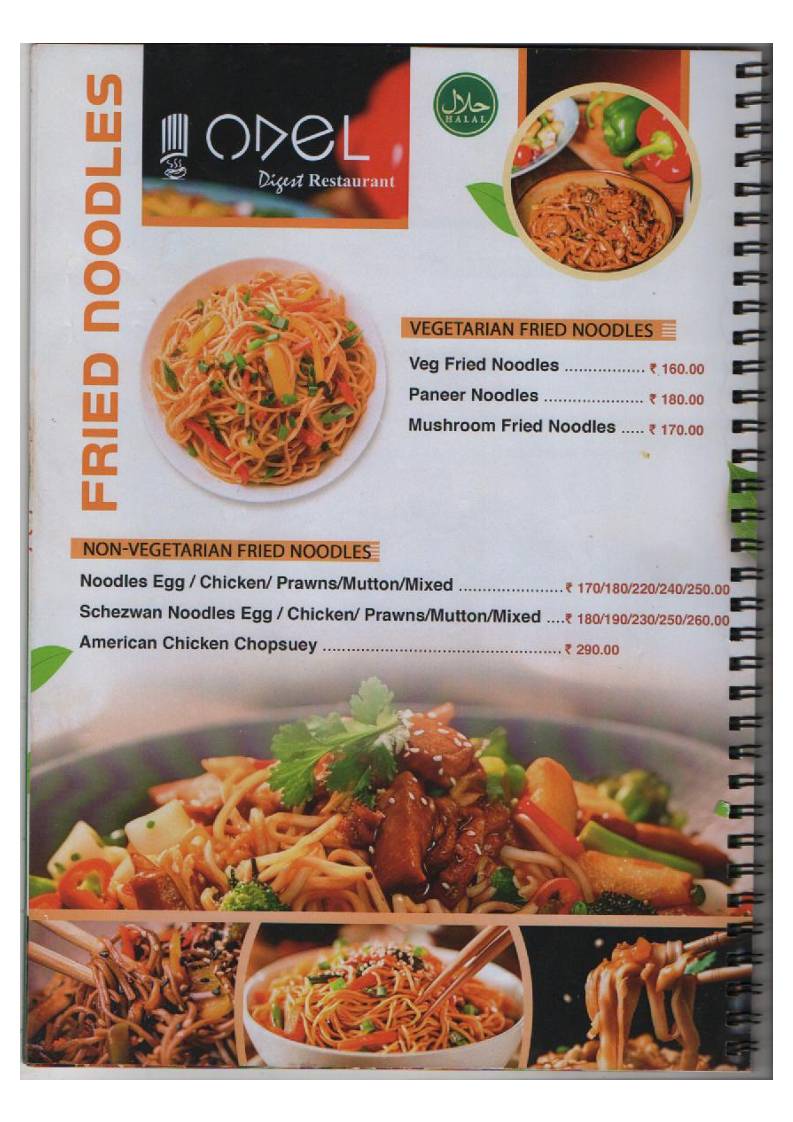 Odel digest Restaurant Nagercoil menu