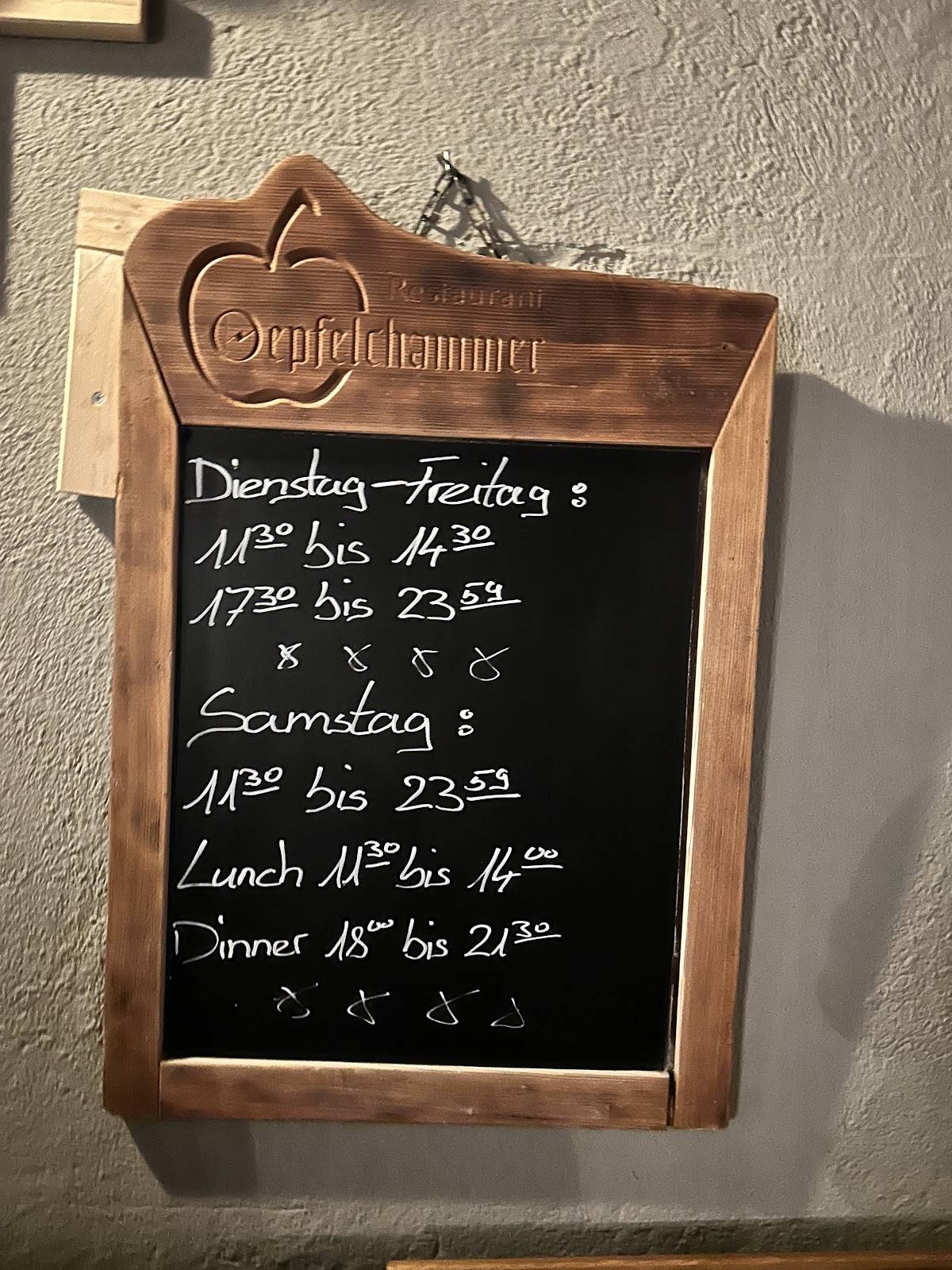 Menu di Restaurant Oepfelchammer 