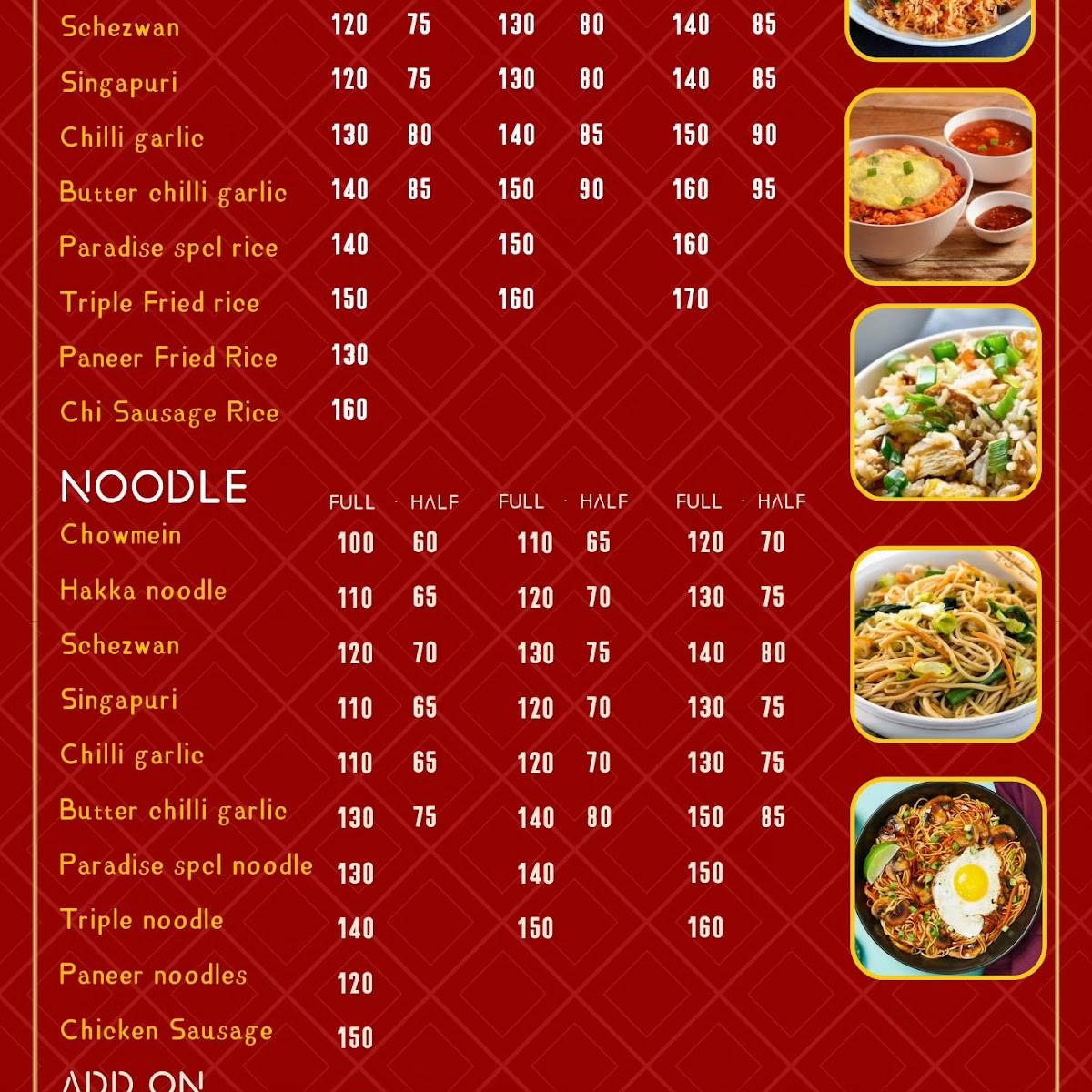 PARADISE MOMOS menu