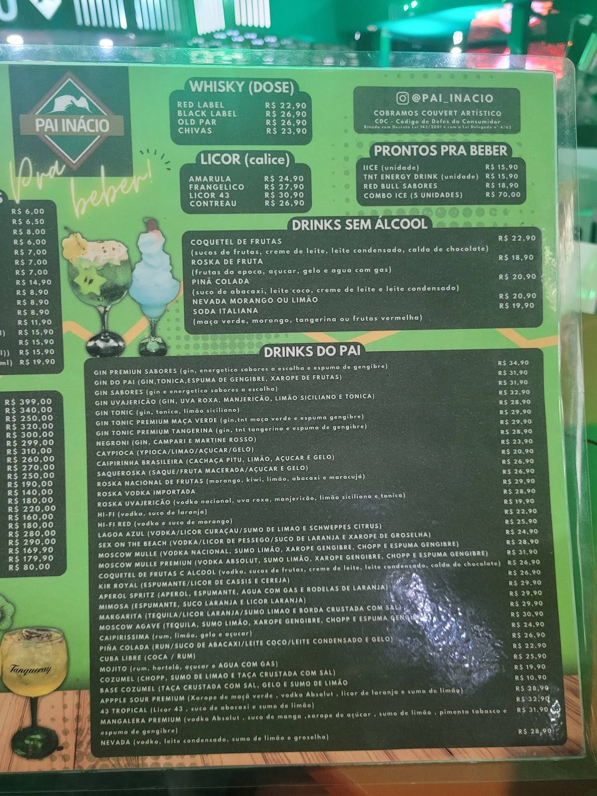 Pai Inácio Cozinha Gourmet cardápio