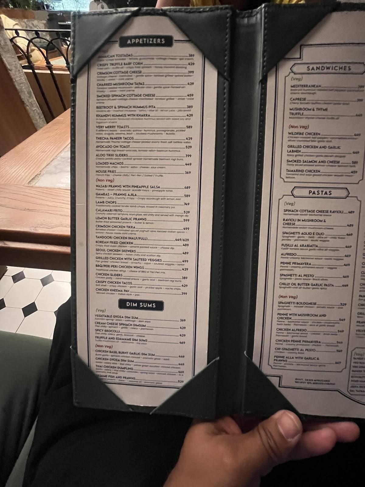 Pimlico, NIBM menu