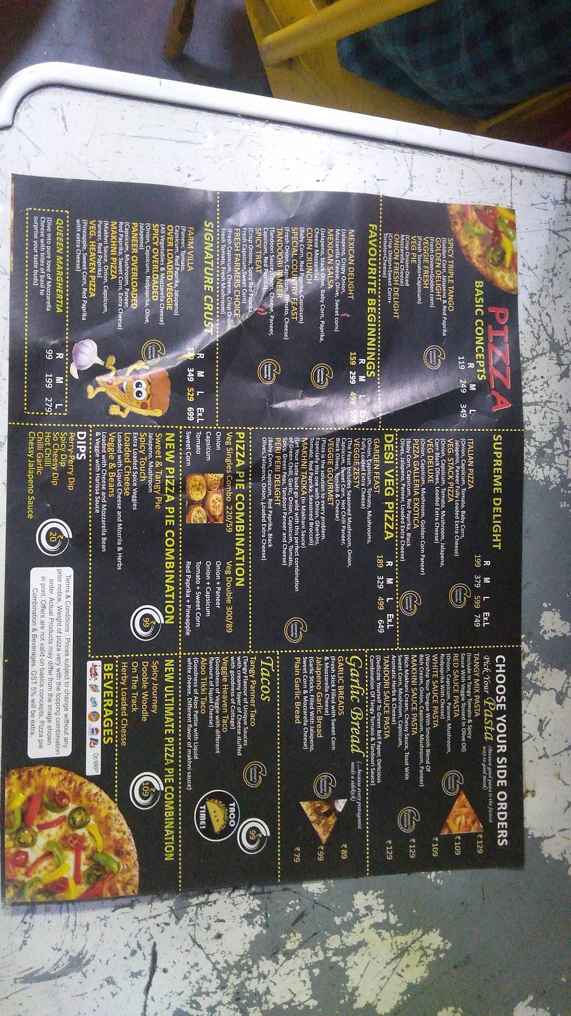 Pizza Galleria menu