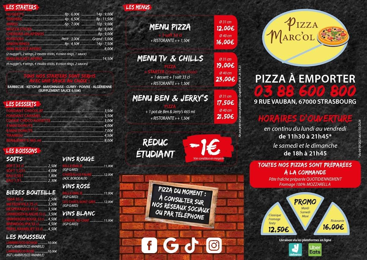 Menu de Pizza Marc'ol