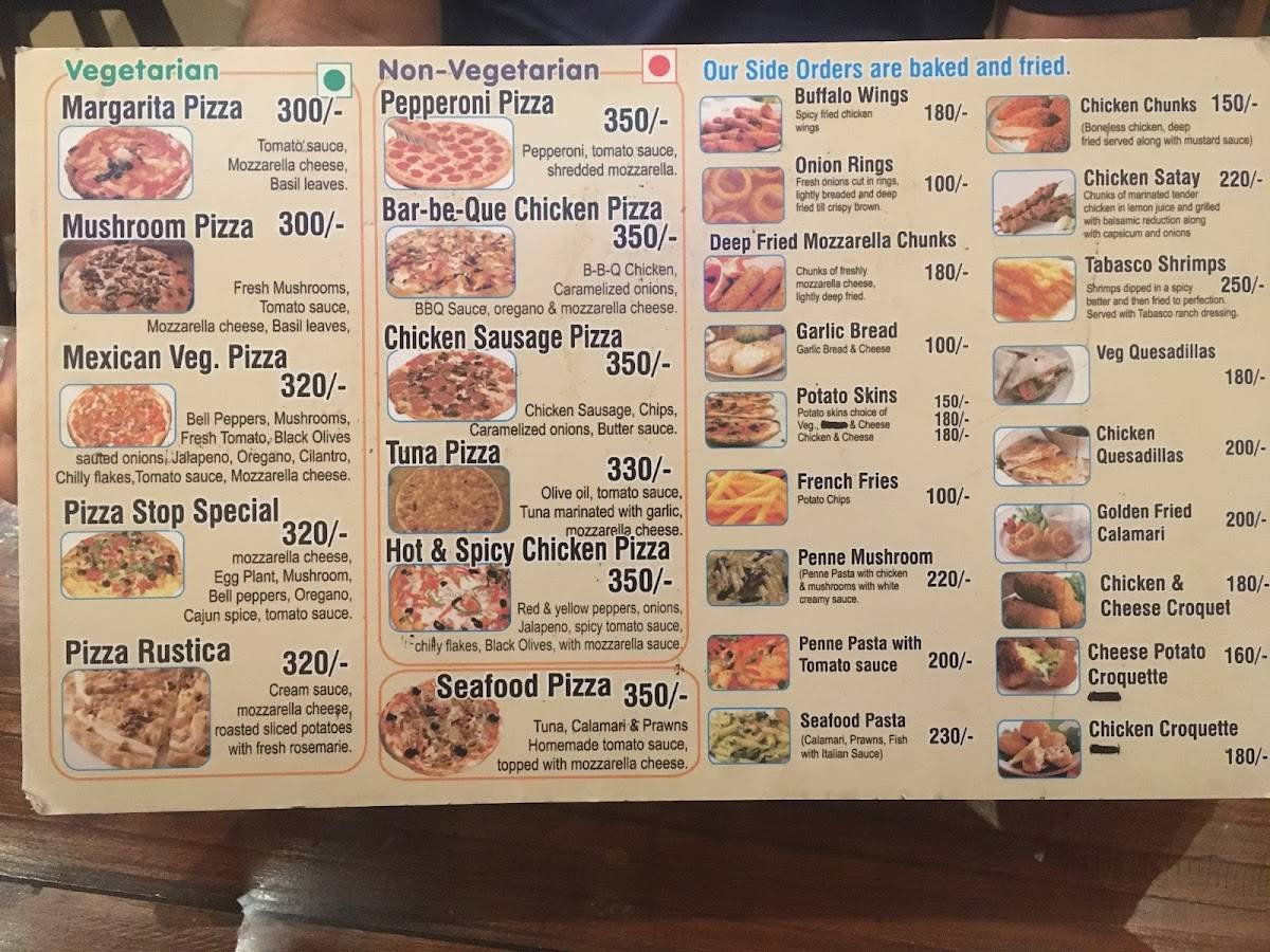 Pizza Stop menu