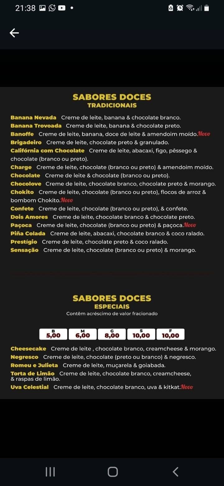 Pizzaria Dom Camilo cardápio