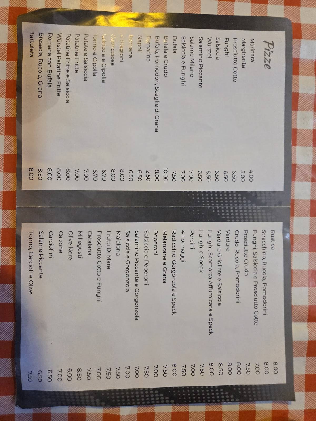 Menu di Pizzeria Mille Gusti Rimini 