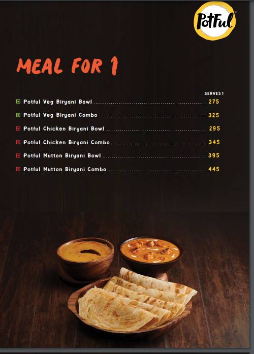 Potful Biryani, BEL Road menu