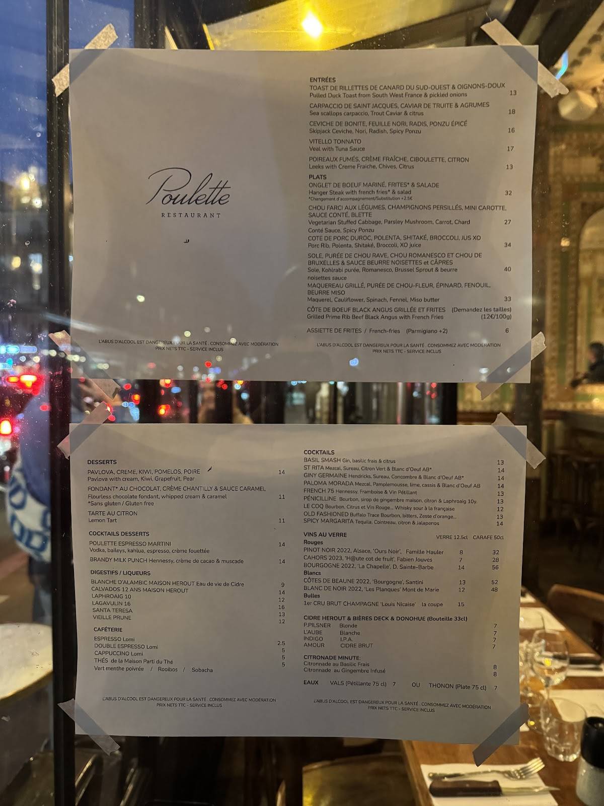 Menu de Poulette