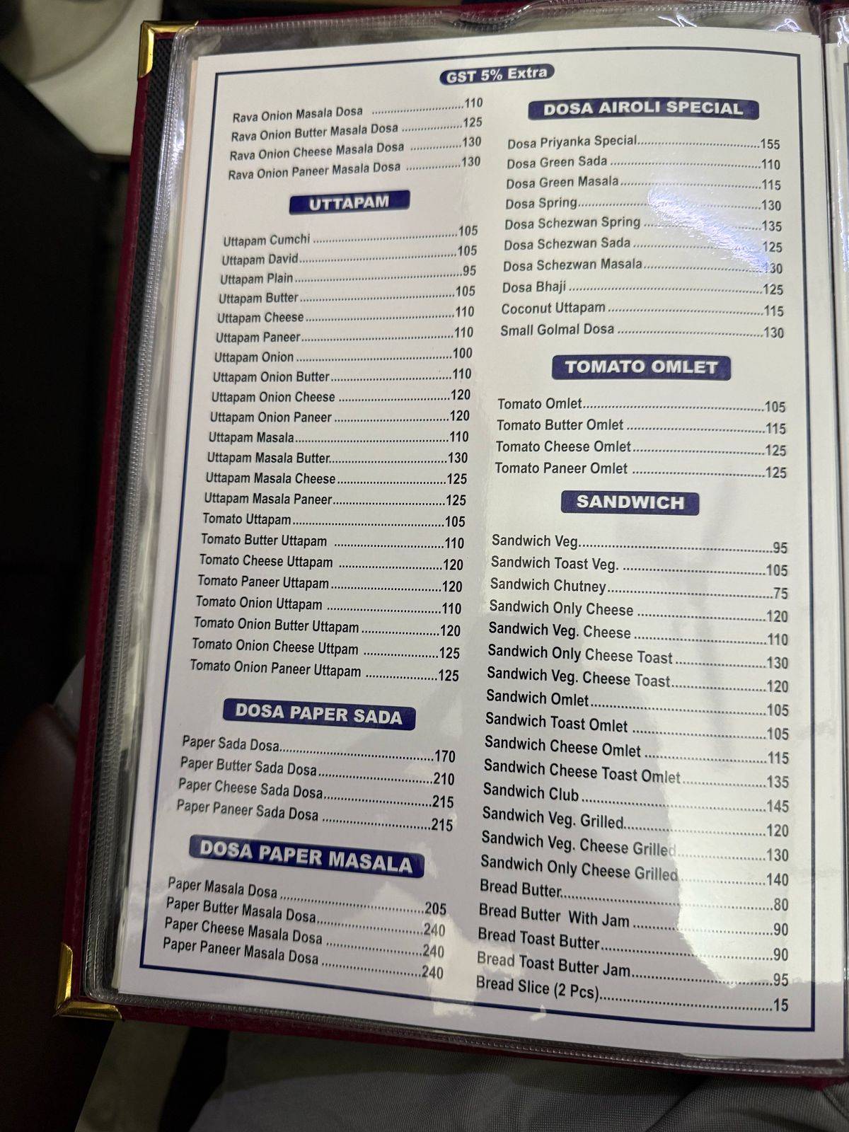 Priyanka pure veg restaurant menu