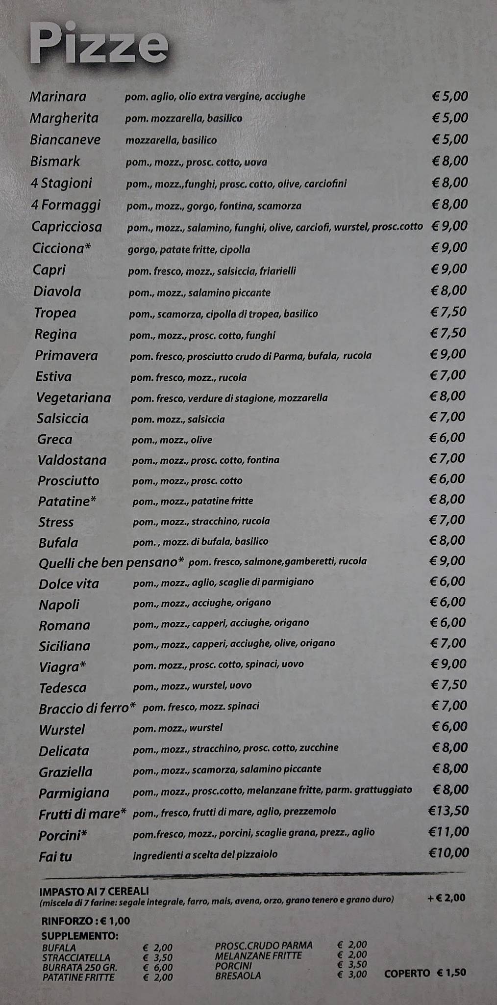 Menu di Quelli Che Ben Pensano 