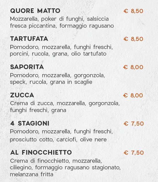 Menu di Quore Matto 