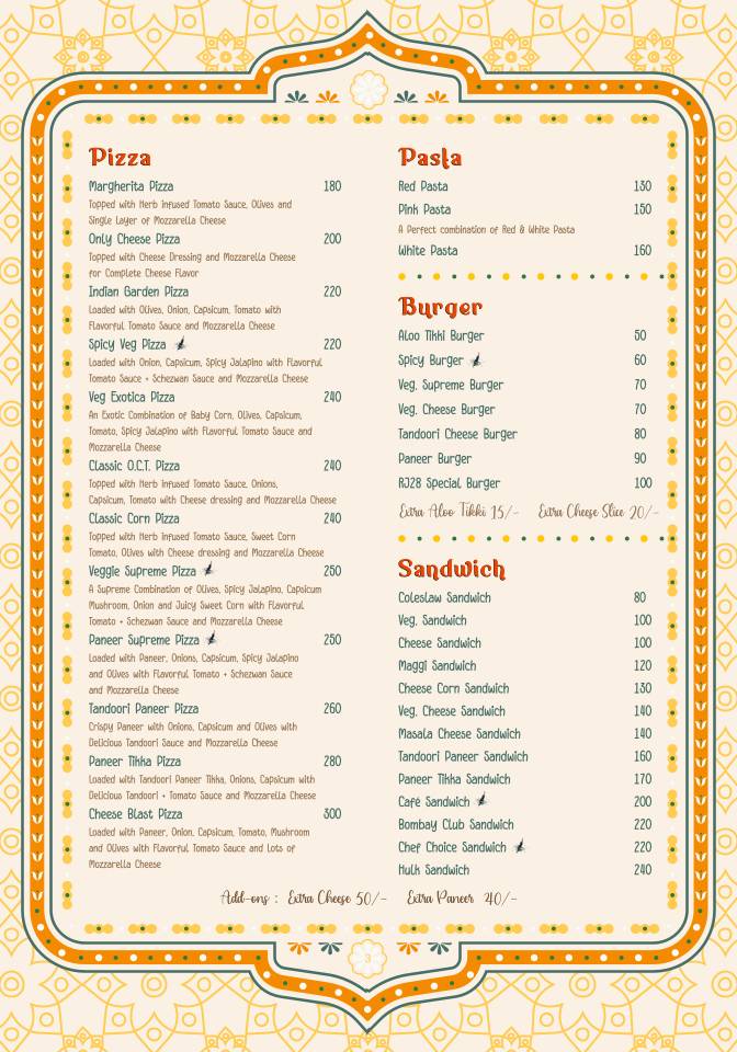 RJ 28 cafe & restaurant - Fast Food Restaurant menu