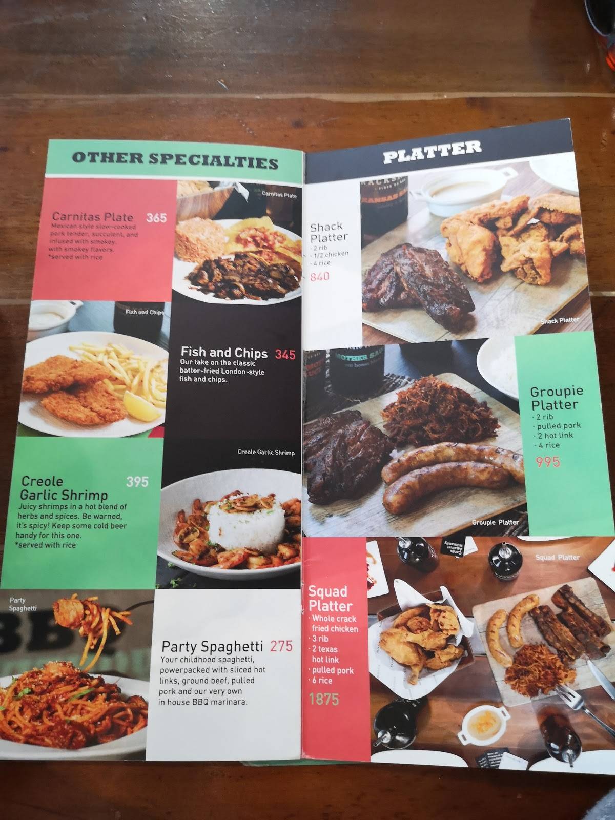Menu at Rackshack (Circuit Makati) restaurant, Makati