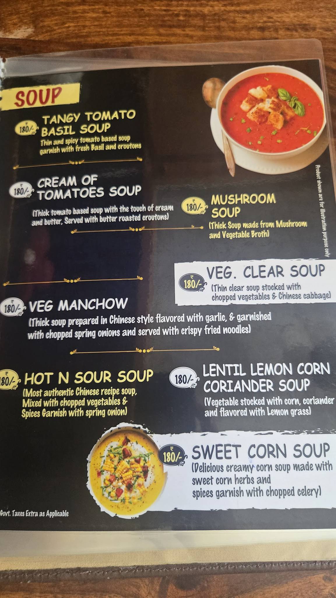 Rainbow Restaurant menu