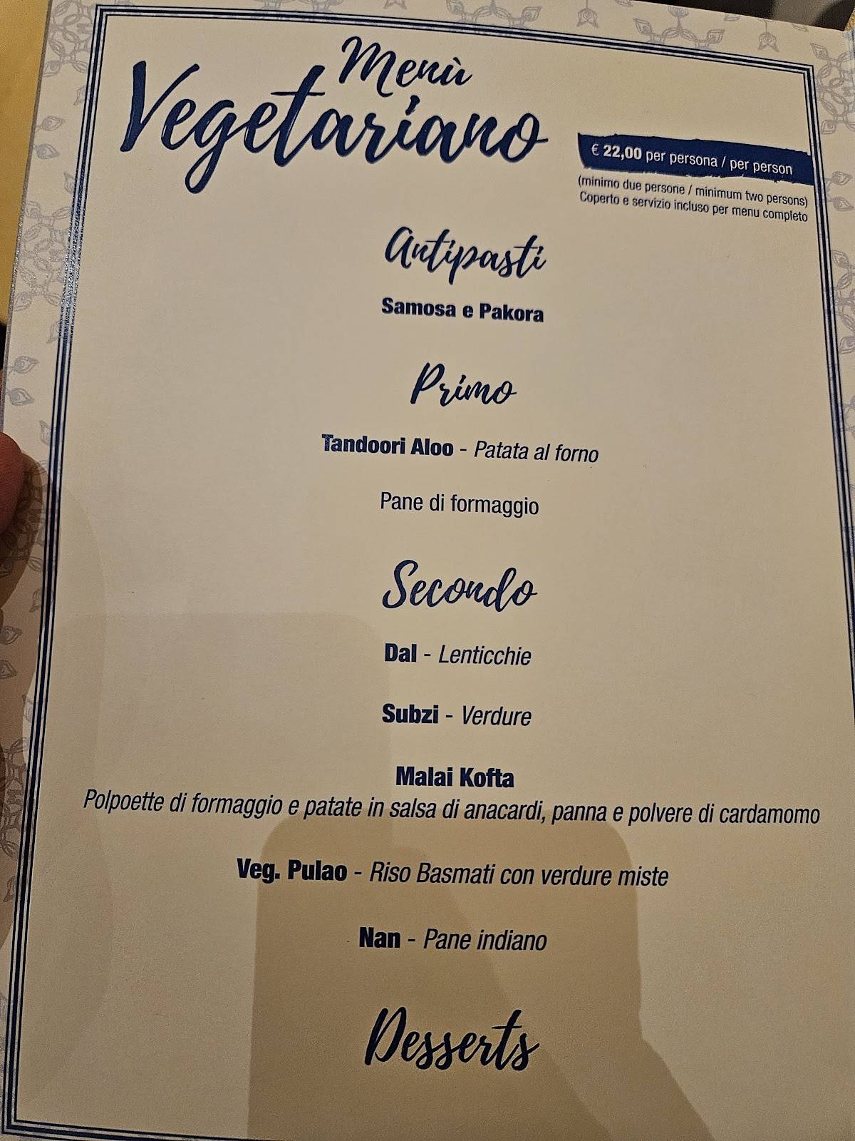 Menu di Rangoli Indian Restaurant Padova 