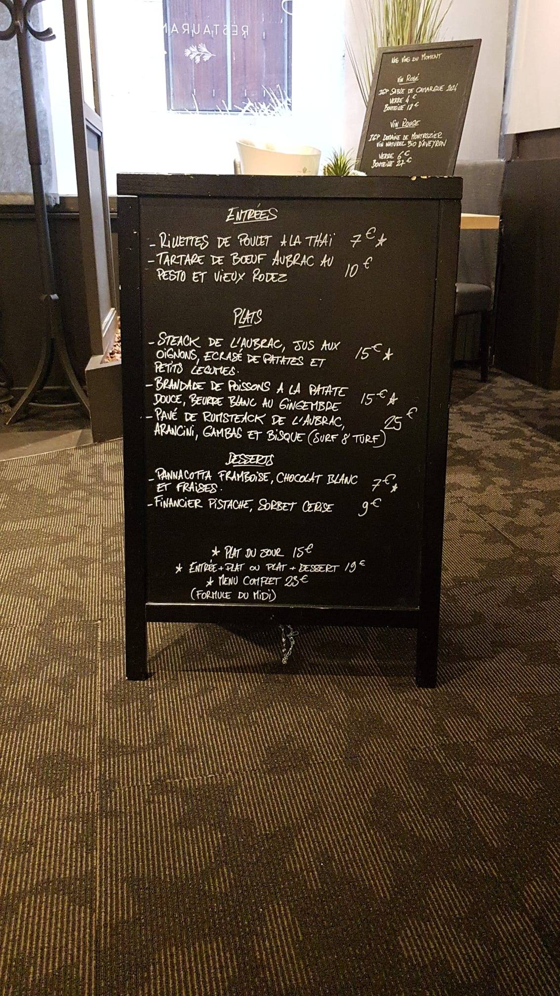 Menu de Le Goût du Voyage