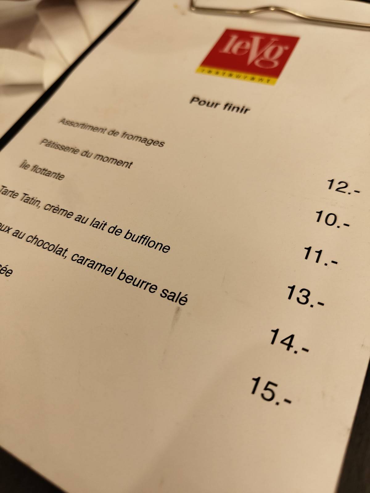 Menu de Restaurant Le VG