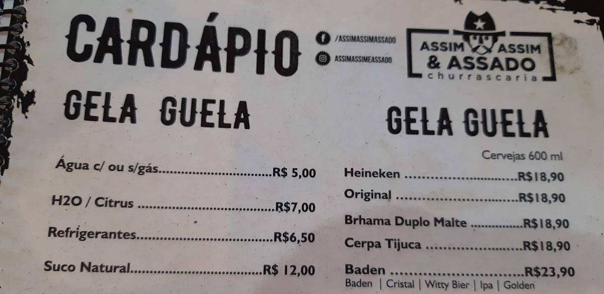 Restaurante Assim Assim & ASSADO cardápio