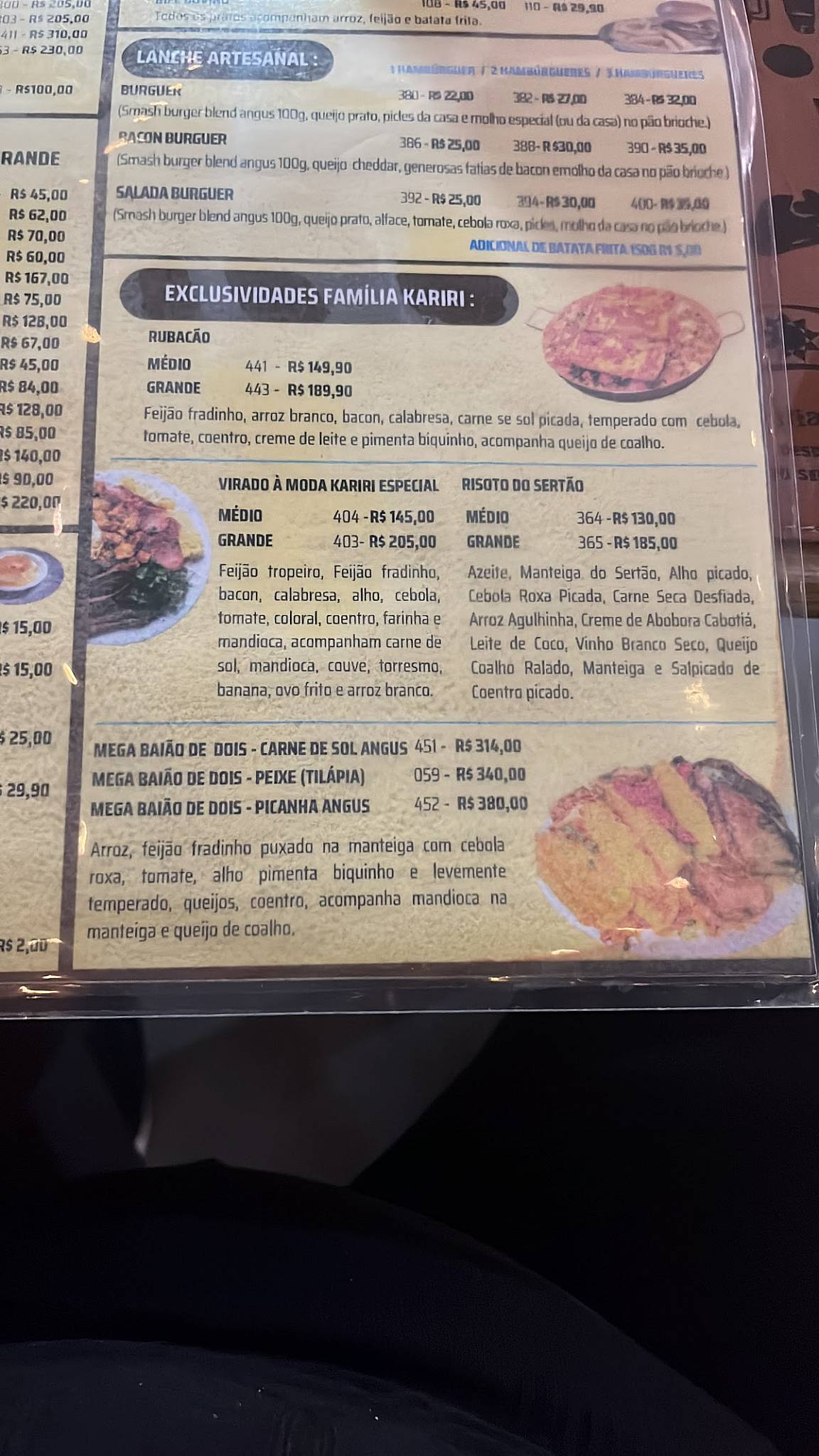 Restaurante Família Kariri cardápio