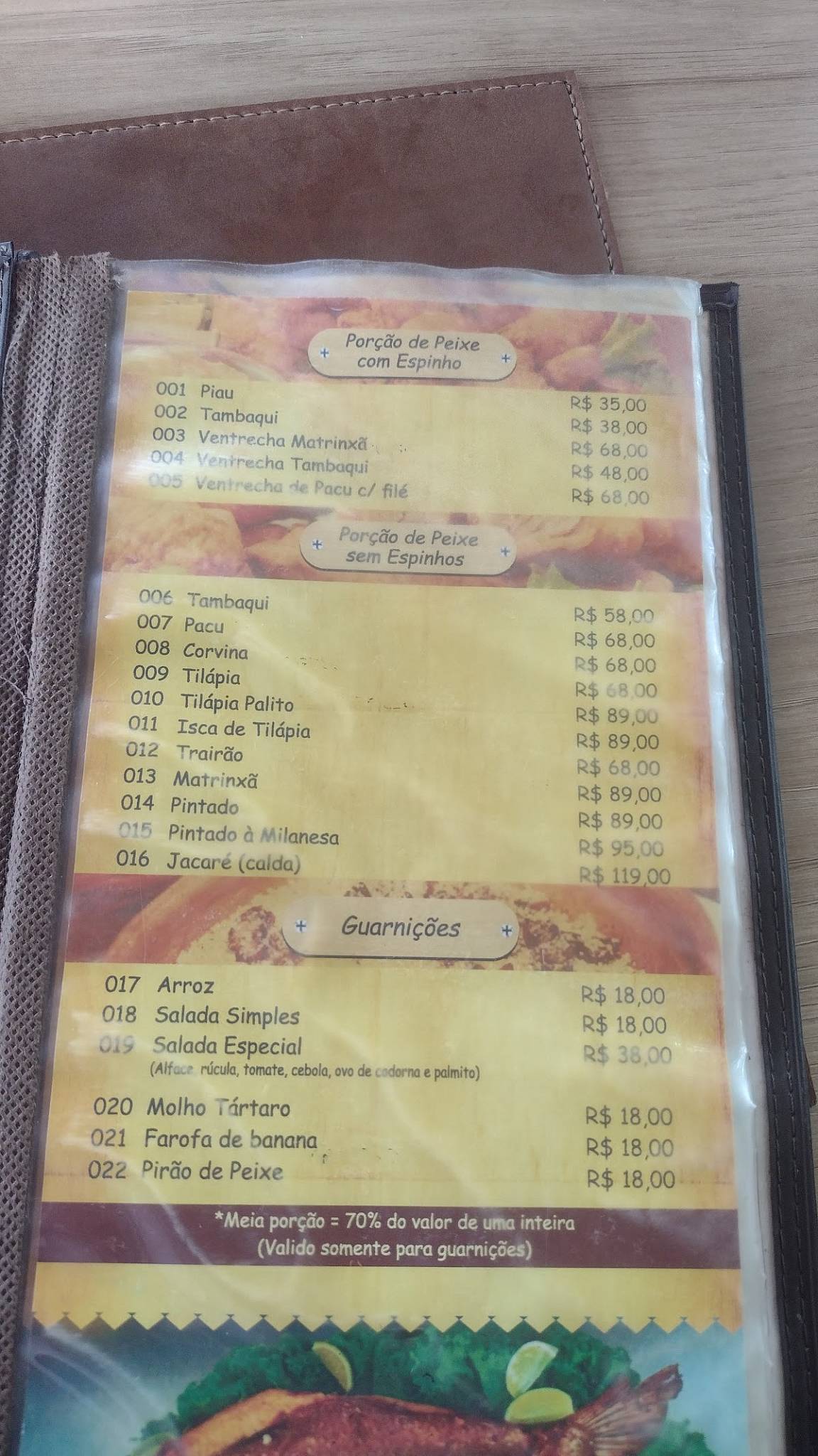 Restaurante Flutuante cardápio