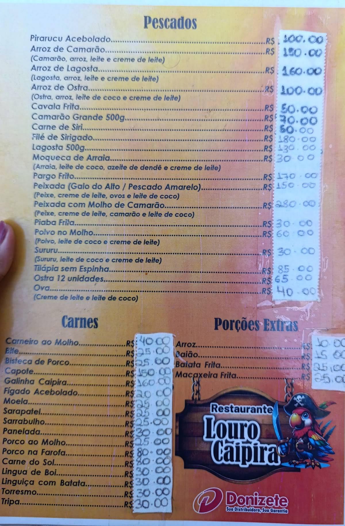 Restaurante Louro Caipira cardápio