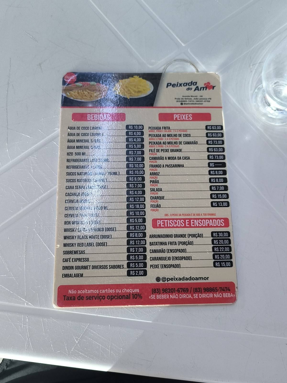 Restaurante Peixada do Amor cardápio