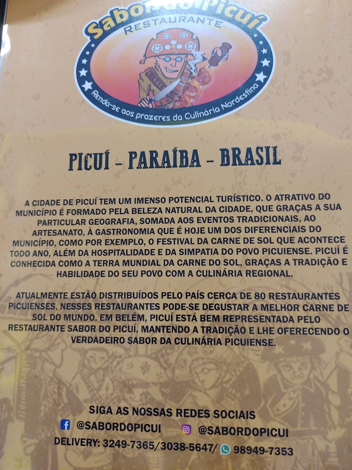 Restaurante Sabor do picui cardápio