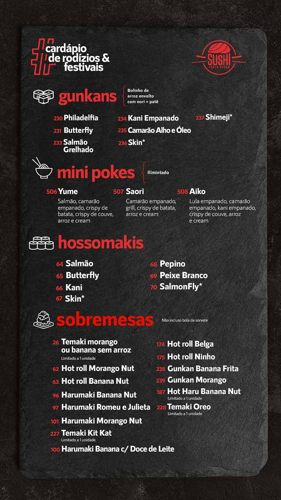 Restaurante Sushi Ponta Negra - Distrito cardápio