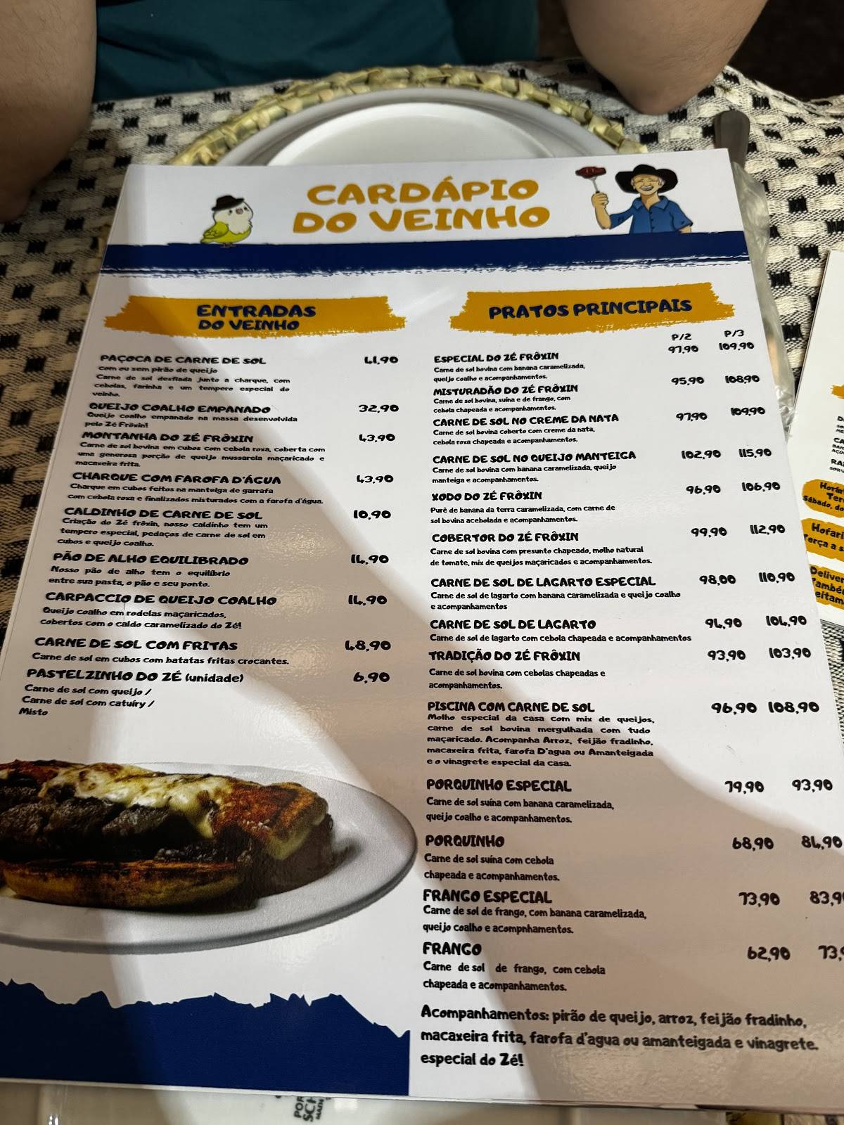 Restaurante Zé Frôxin cardápio