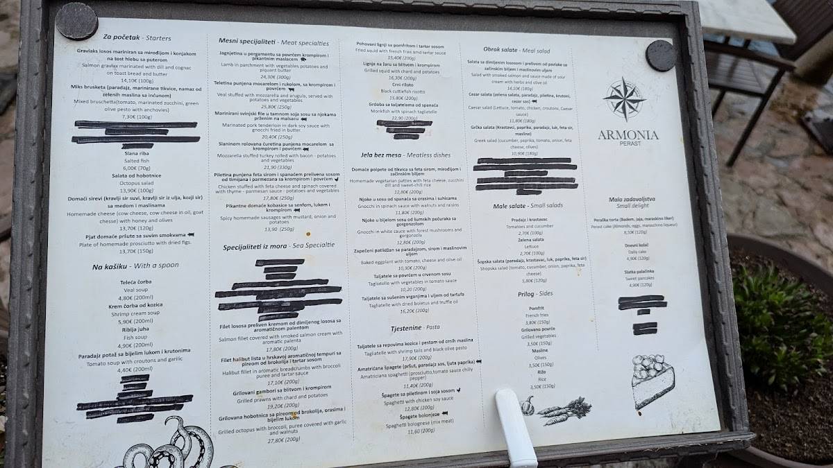 Menu de Restoran Armonia