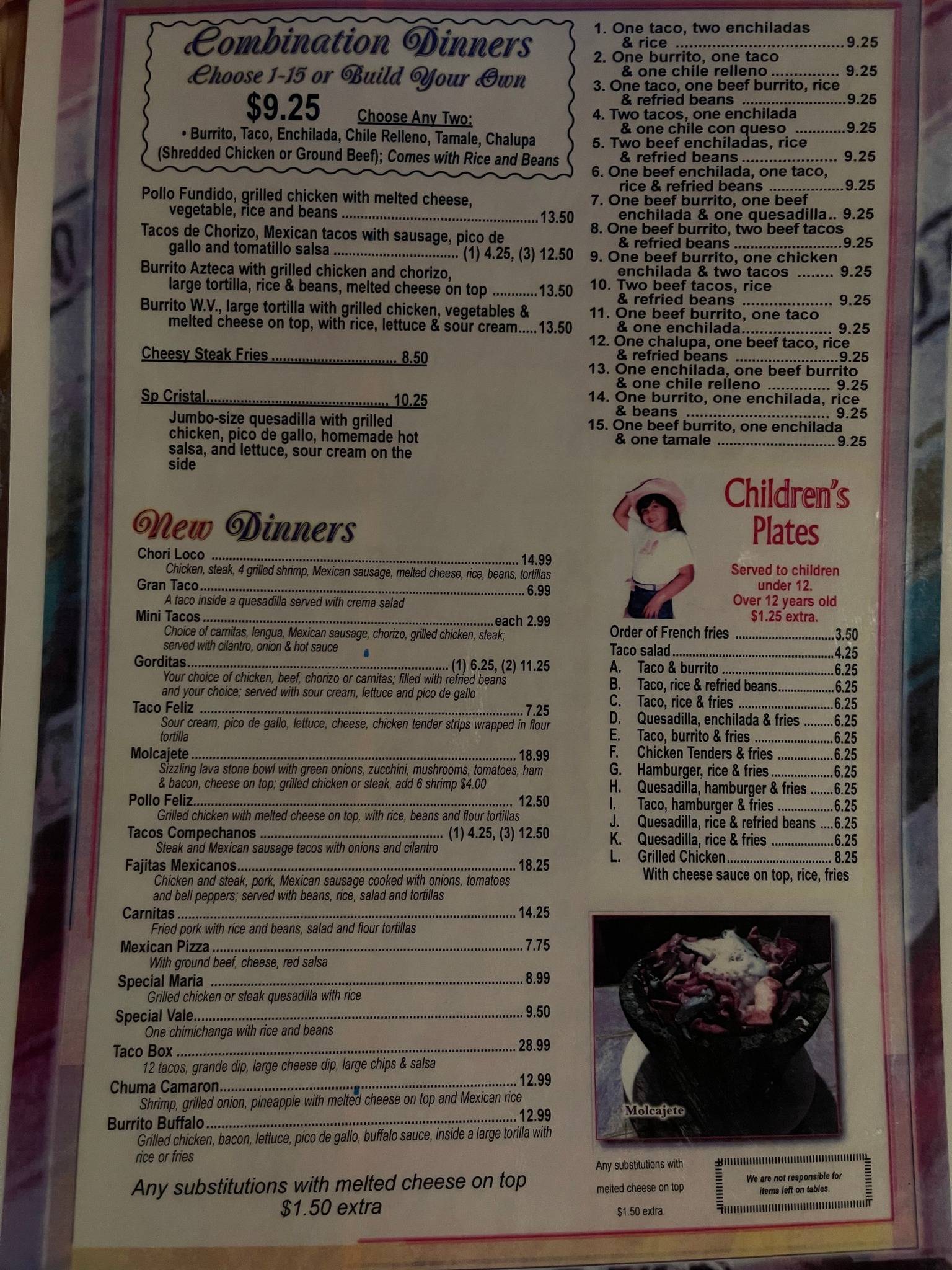 Menu at Rio Grande 9 restaurant, Teays Valley, 16 Putnam Village Dr