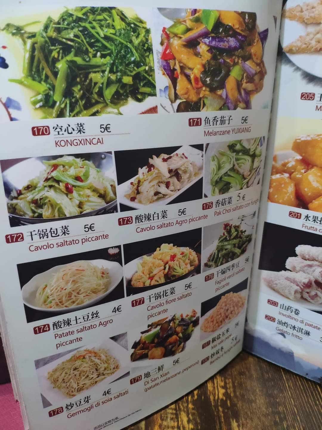 Menu di Ristorante Cinese Anni 80 