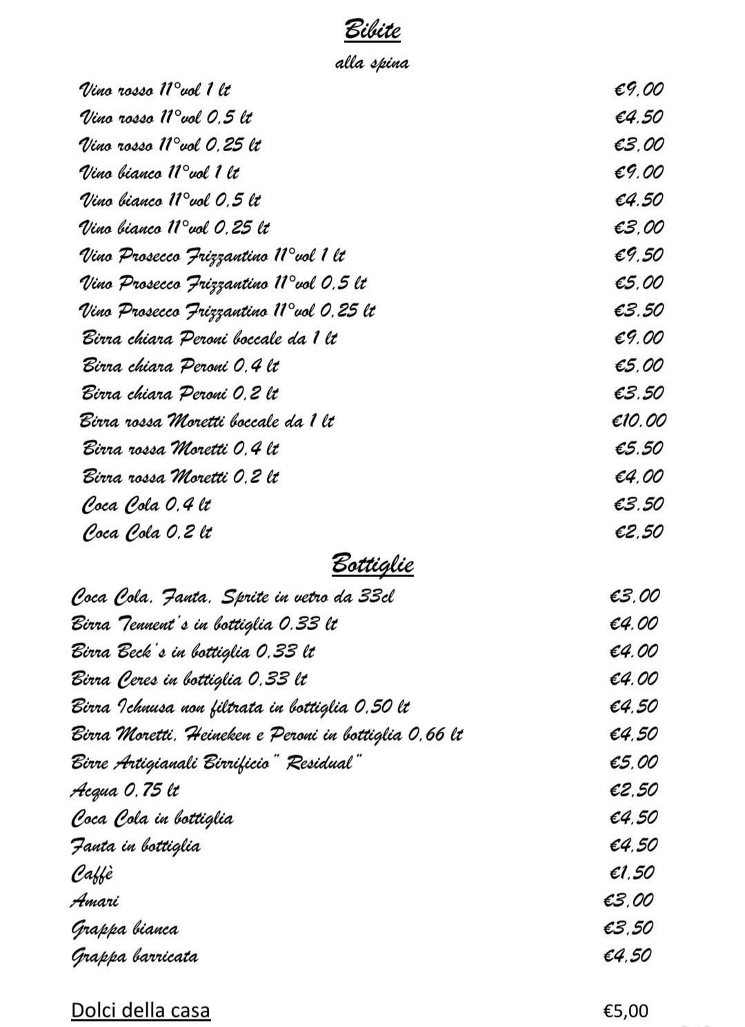 Menu di Ristorante Pizzeria Il Frantoio 