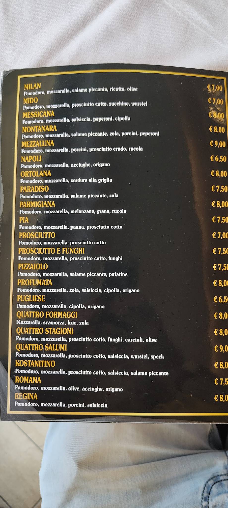 Menu di Ristorante Pizzeria "Il Principe" 
