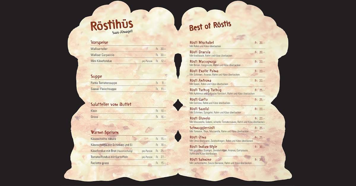 Menu di Restaurant Röstihüs 
