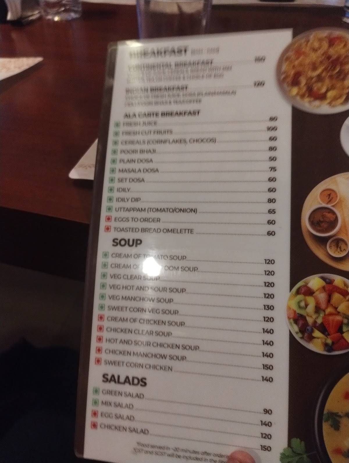 Sarangi restaurant menu