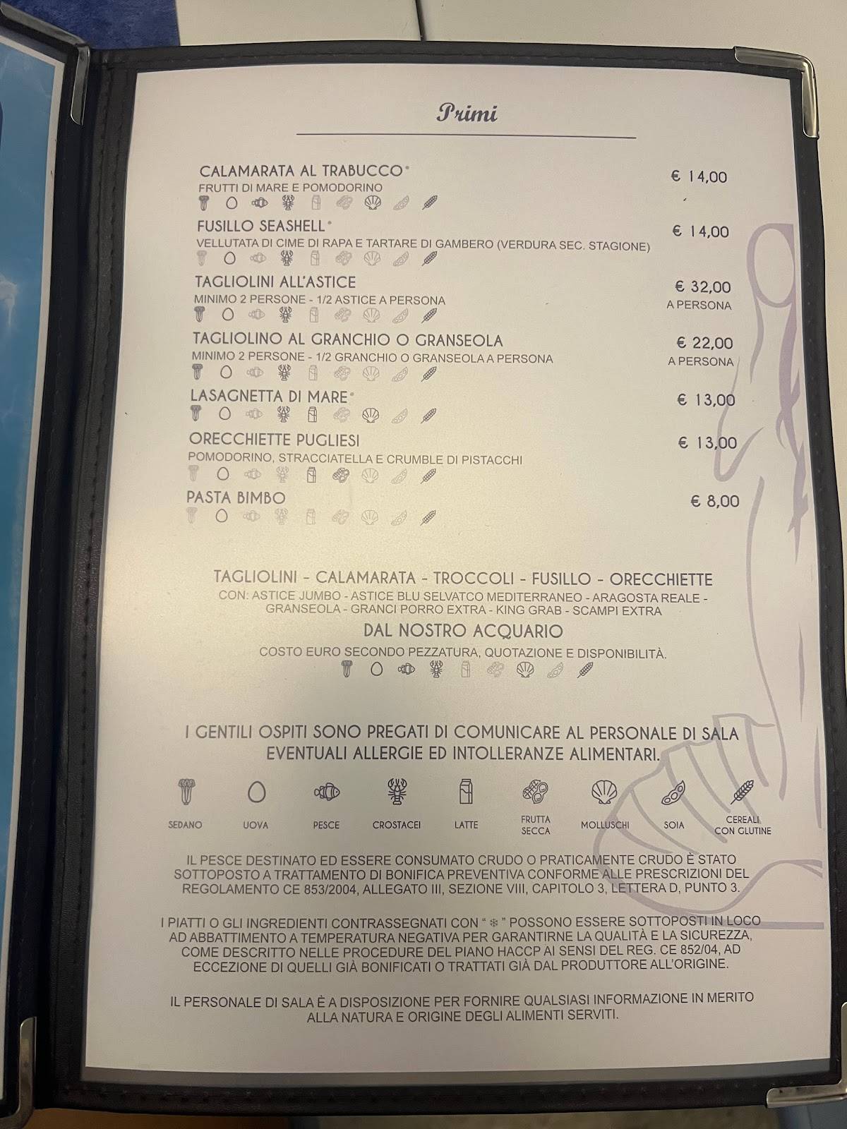 Menu di Seashell Restaurant 