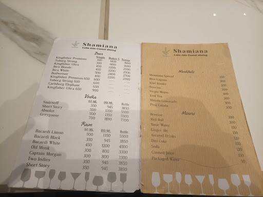 Shamiana Roof Top Restaurant & Lounge menu