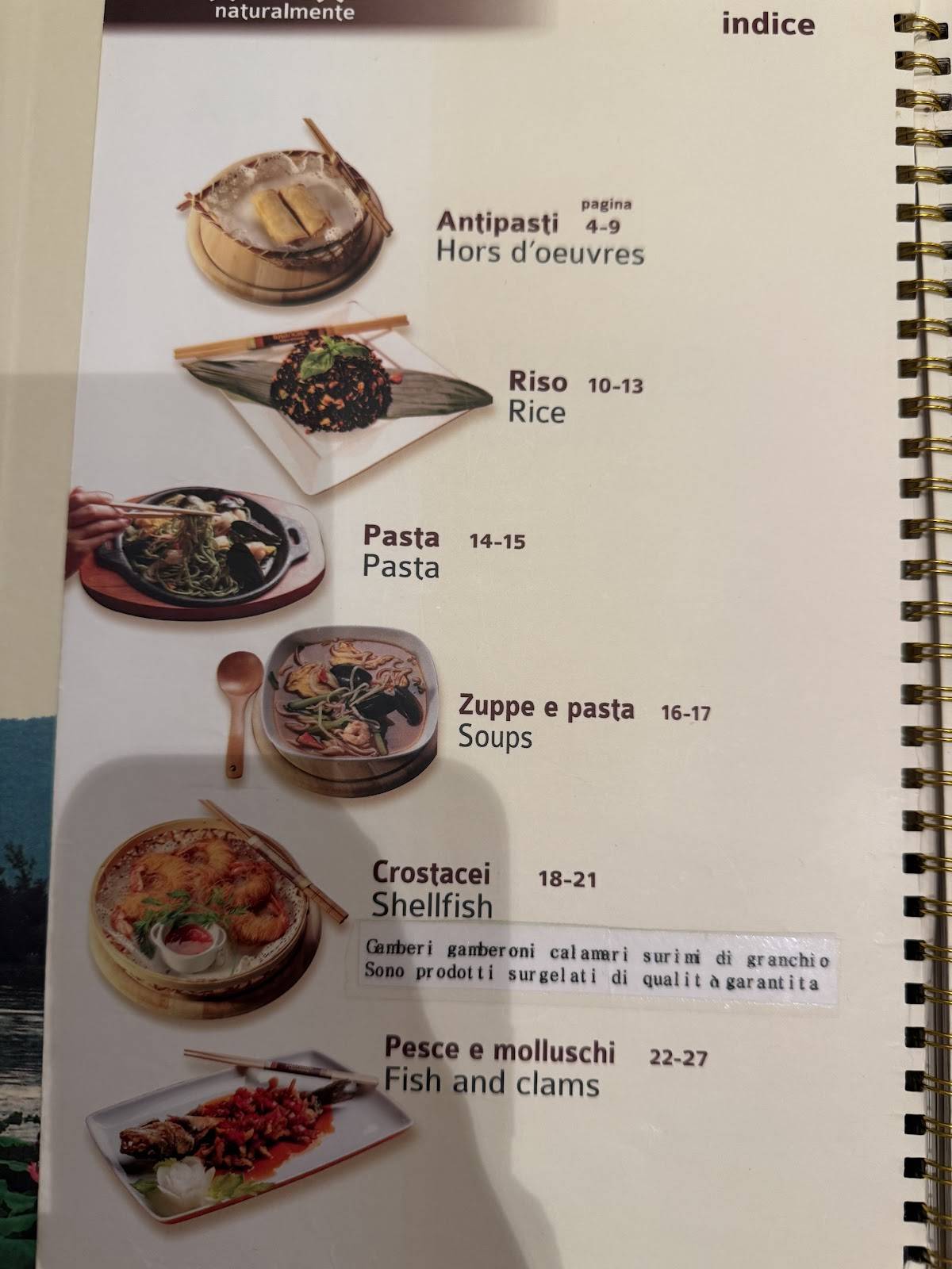 Menu di Shanghai Naturalmente 